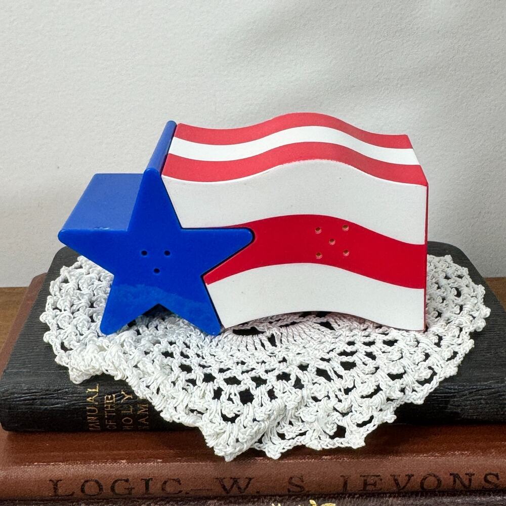 Vintage Avon Star Spangled Salt & Pepper Shakers American Flag with Box 250th